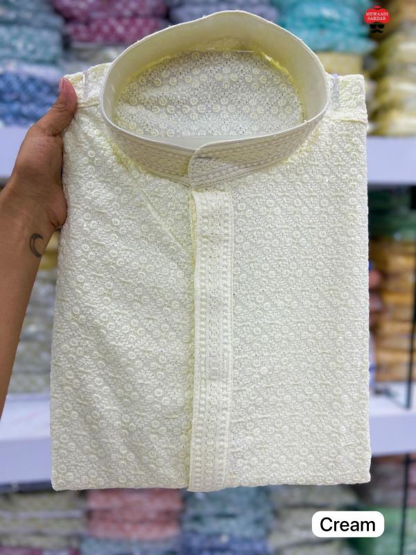Desi Boyz Traditional Chikan Work Kurta for Men & Boys Perfect for Every Occasion