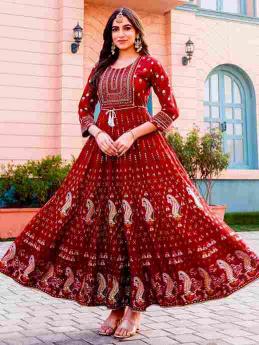 Glam NX 6 Collection Non-Catalogue Beautiful Long Anarkali Gown Kurti in Wholesale 