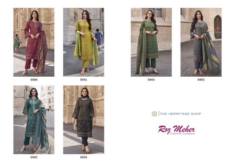 The Hermitage Roz Meher Series 8000-8005 Karachi Prints Readymade Pakistani Style Salwar Suit 