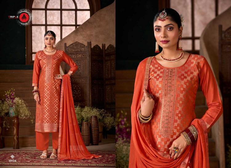 Triple A Loyal Vol 5 Series 15131-15136 Viscose Muslin Full Stitch Dress Material  Color Addition