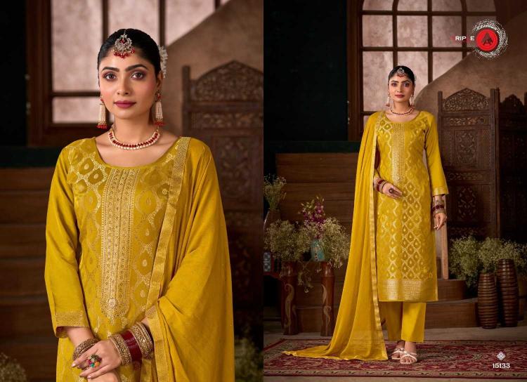 Triple A Loyal Vol 5 Series 15131-15136 Viscose Muslin Full Stitch Dress Material  Color Addition