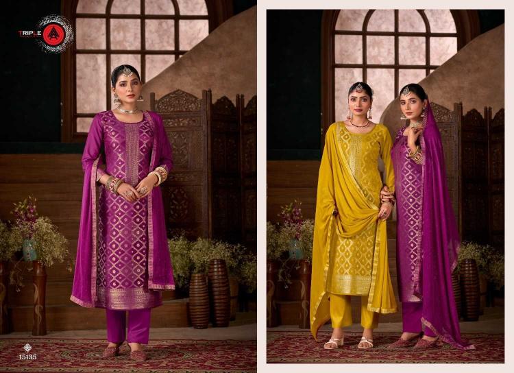 Triple A Loyal Vol 5 Series 15131-15136 Viscose Muslin Full Stitch Dress Material  Color Addition