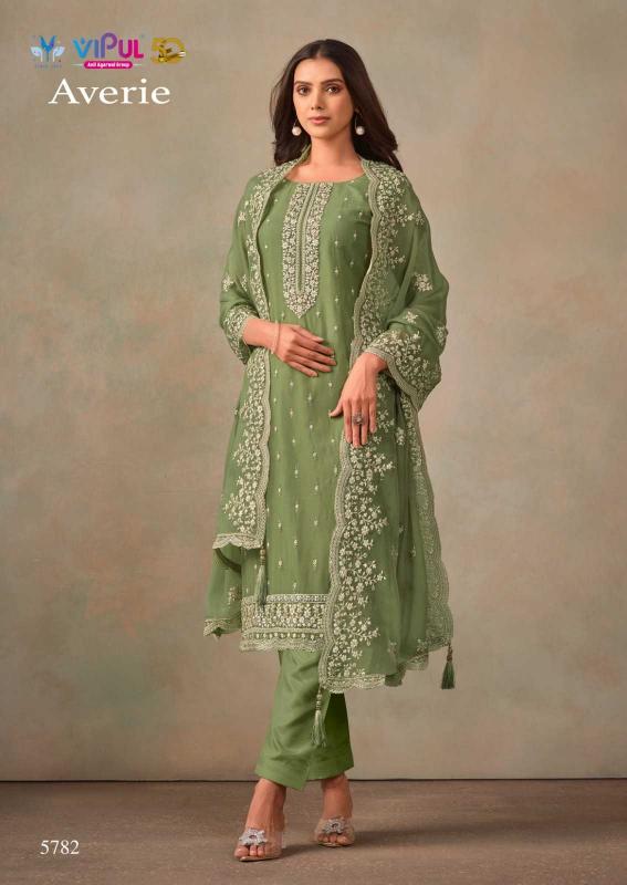 VIPUL AVERIE Organza Chiffon Readymade Dresses Series 5781-5786 Elegant Big Size 3-Piece Collection