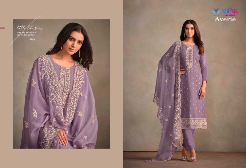 VIPUL AVERIE Organza Chiffon Readymade Dresses Series 5781-5786 Elegant Big Size 3-Piece Collection