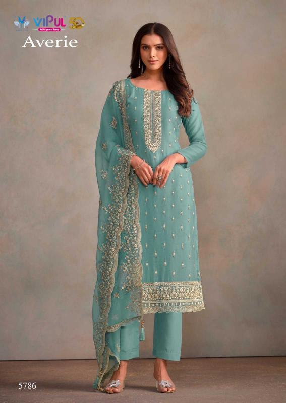 VIPUL AVERIE Organza Chiffon Readymade Dresses Series 5781-5786 Elegant Big Size 3-Piece Collection