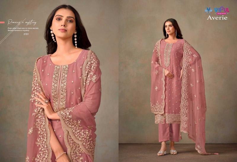VIPUL AVERIE Organza Chiffon Readymade Dresses Series 5781-5786 Elegant Big Size 3-Piece Collection