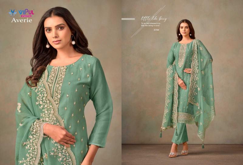 VIPUL AVERIE Organza Chiffon Readymade Dresses Series 5781-5786 Elegant Big Size 3-Piece Collection