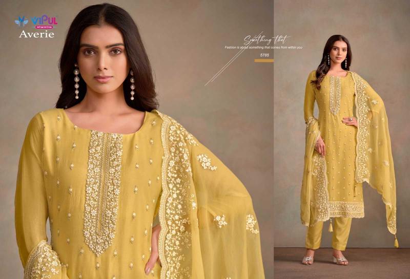 VIPUL AVERIE Organza Chiffon Readymade Dresses Series 5781-5786 Elegant Big Size 3-Piece Collection