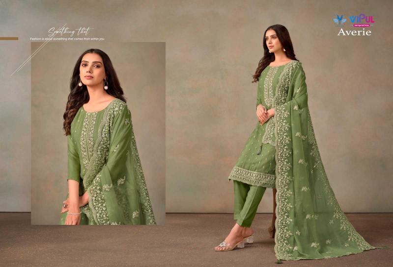 VIPUL AVERIE Organza Chiffon Readymade Dresses Series 5781-5786 Elegant Big Size 3-Piece Collection