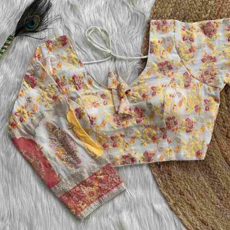 Wholesale Non-Catalogue Blouse PINKI 21 Pure Dola Silk with Multicolour Weaving