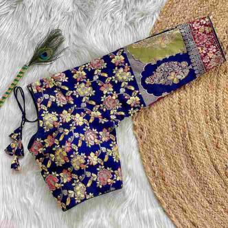 Wholesale Non-Catalogue Blouse PINKI 21 Pure Dola Silk with Multicolour Weaving