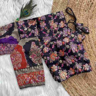 Wholesale Non-Catalogue Blouse PINKI 21 Pure Dola Silk with Multicolour Weaving