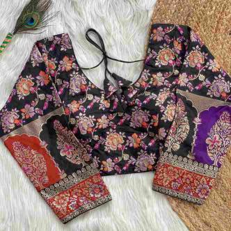 Wholesale Non-Catalogue Blouse PINKI 21 Pure Dola Silk with Multicolour Weaving