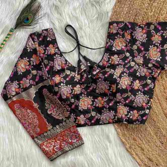 Wholesale Non-Catalogue Blouse PINKI 21 Pure Dola Silk with Multicolour Weaving