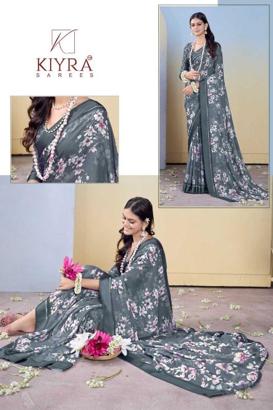 Kiyra Gulmohar Dull Moss Unique Colors Wholesale Saree with Fancy Blouse Surat