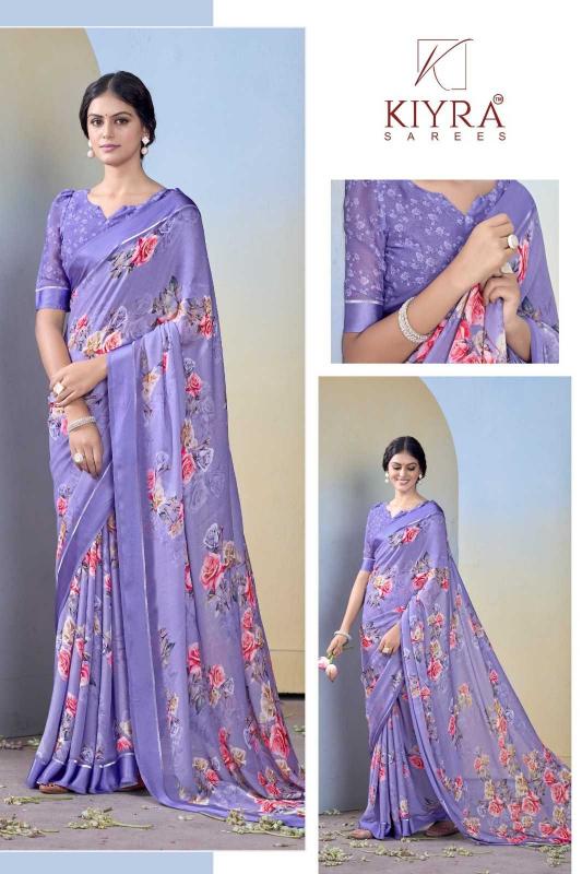 Kiyra Gulmohar Dull Moss Unique Colors Wholesale Saree with Fancy Blouse Surat