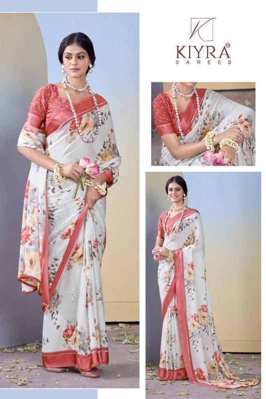 Kiyra Gulmohar Dull Moss Unique Colors Wholesale Saree with Fancy Blouse Surat