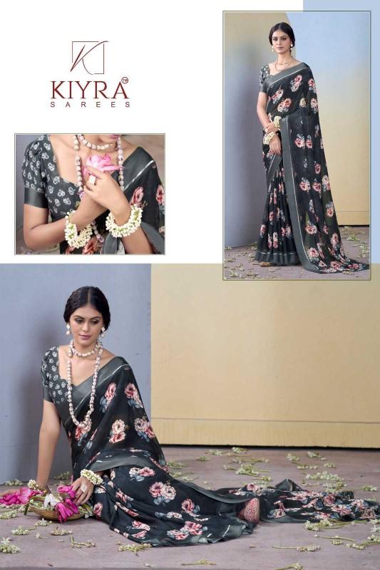 Kiyra Gulmohar Dull Moss Unique Colors Wholesale Saree with Fancy Blouse Surat