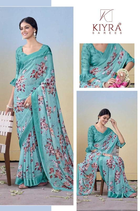 Kiyra Gulmohar Dull Moss Unique Colors Wholesale Saree with Fancy Blouse Surat