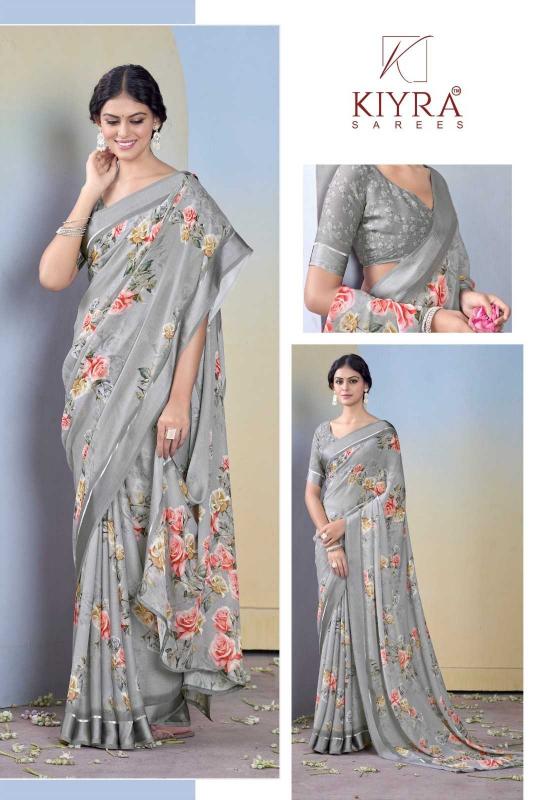 Kiyra Gulmohar Dull Moss Unique Colors Wholesale Saree with Fancy Blouse Surat