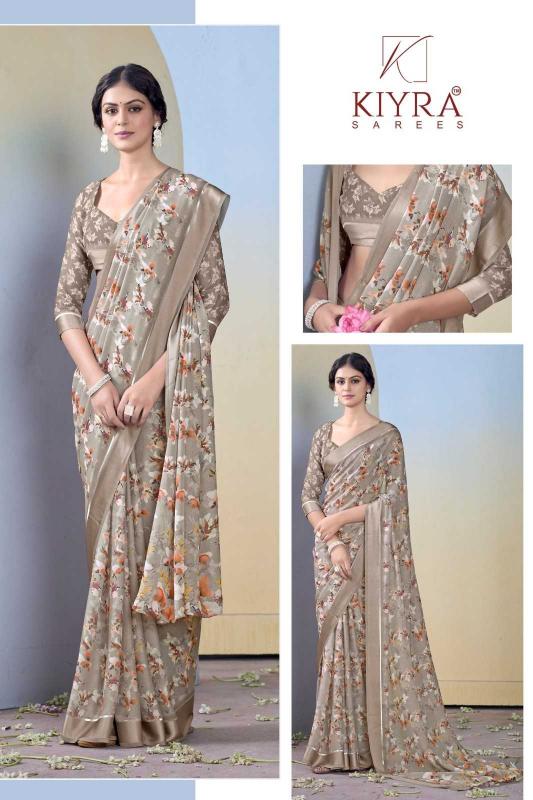 Kiyra Gulmohar Dull Moss Unique Colors Wholesale Saree with Fancy Blouse Surat