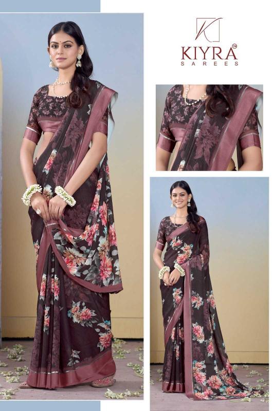 Kiyra Gulmohar Dull Moss Unique Colors Wholesale Saree with Fancy Blouse Surat