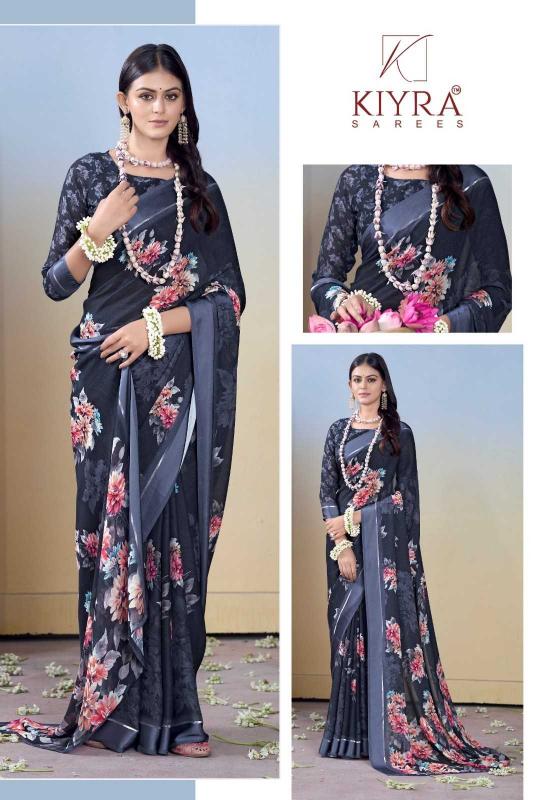 Kiyra Gulmohar Dull Moss Unique Colors Wholesale Saree with Fancy Blouse Surat