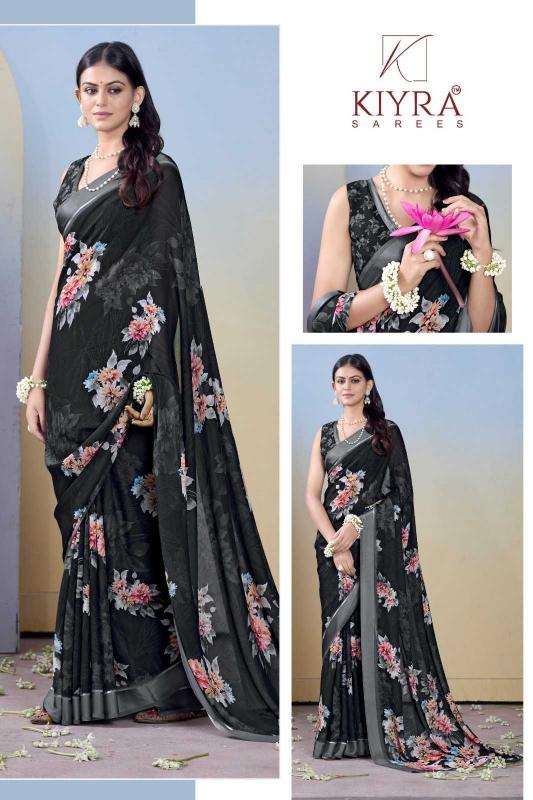 Kiyra Gulmohar Dull Moss Unique Colors Wholesale Saree with Fancy Blouse Surat