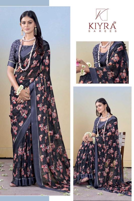 Kiyra Gulmohar Dull Moss Unique Colors Wholesale Saree with Fancy Blouse Surat