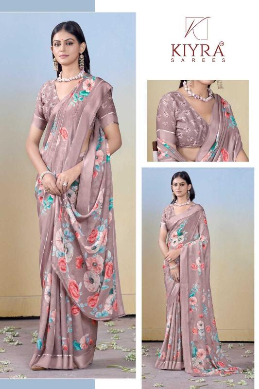 Kiyra Gulmohar Dull Moss Unique Colors Wholesale Saree with Fancy Blouse Surat