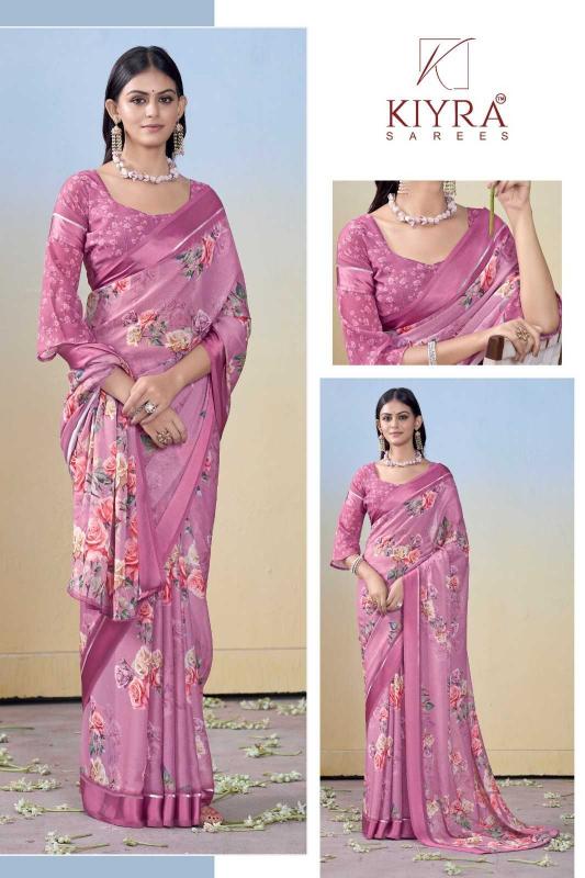Kiyra Gulmohar Dull Moss Unique Colors Wholesale Saree with Fancy Blouse Surat