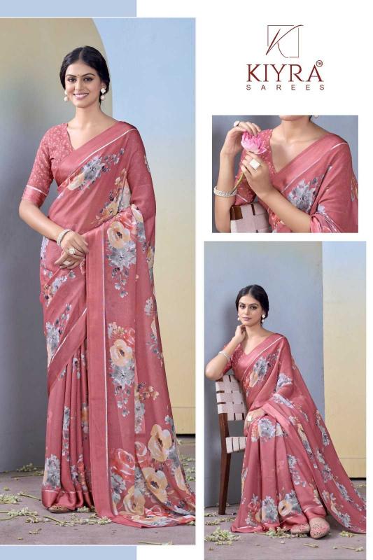 Kiyra Gulmohar Dull Moss Unique Colors Wholesale Saree with Fancy Blouse Surat