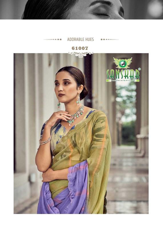 Sanskar Tex Prints Shakira Series 61001 to 61008 Fancy Bright Colors Wholesale Sarees in Surat