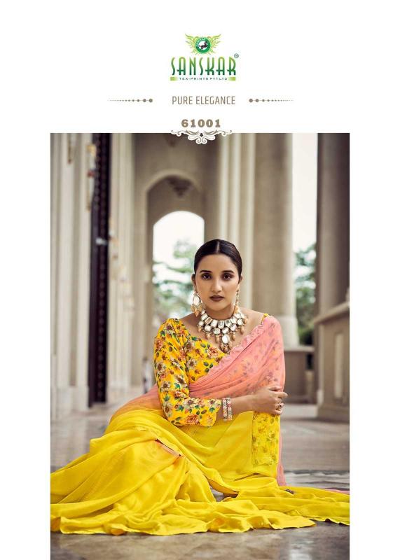 Sanskar Tex Prints Shakira Series 61001 to 61008 Fancy Bright Colors Wholesale Sarees in Surat