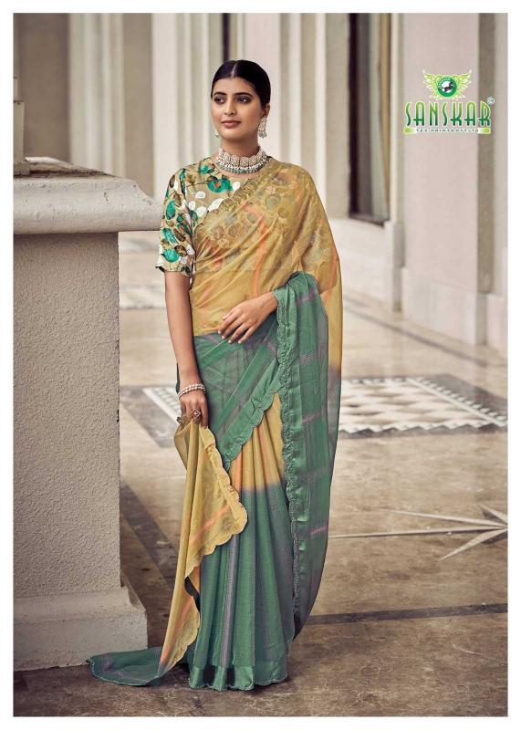 Sanskar Tex Prints Shakira Series 61001 to 61008 Fancy Bright Colors Wholesale Sarees in Surat