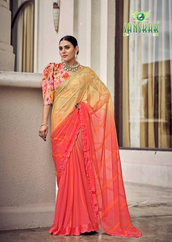 Sanskar Tex Prints Shakira Series 61001 to 61008 Fancy Bright Colors Wholesale Sarees in Surat