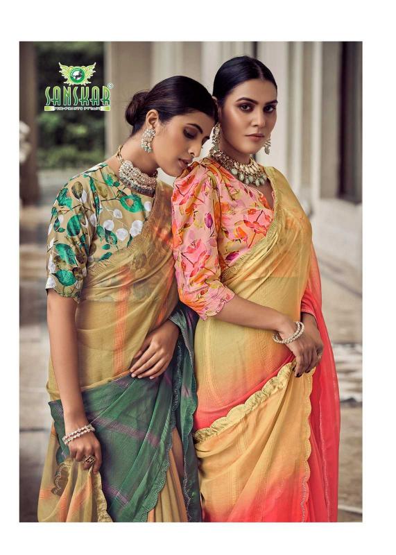 Sanskar Tex Prints Shakira Series 61001 to 61008 Fancy Bright Colors Wholesale Sarees in Surat