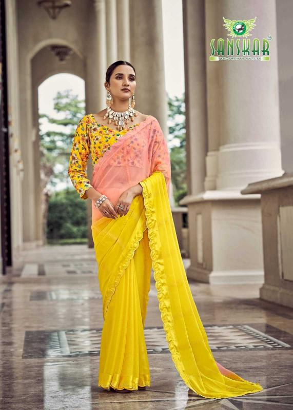 Sanskar Tex Prints Shakira Series 61001 to 61008 Fancy Bright Colors Wholesale Sarees in Surat