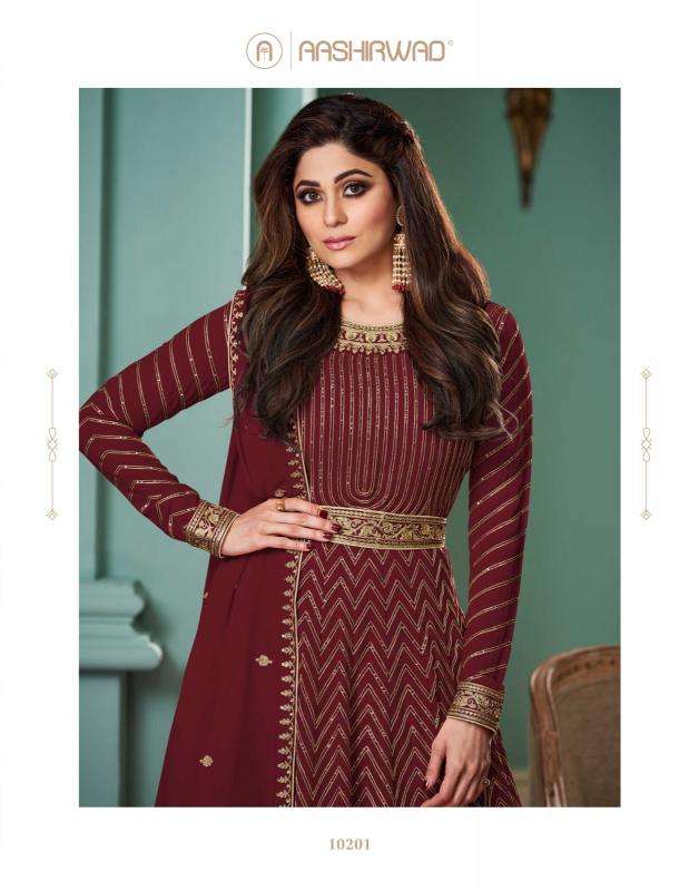 aashirwad alizza gold new colors REAL GEORGETTE wholesale salwar kameez in surat
