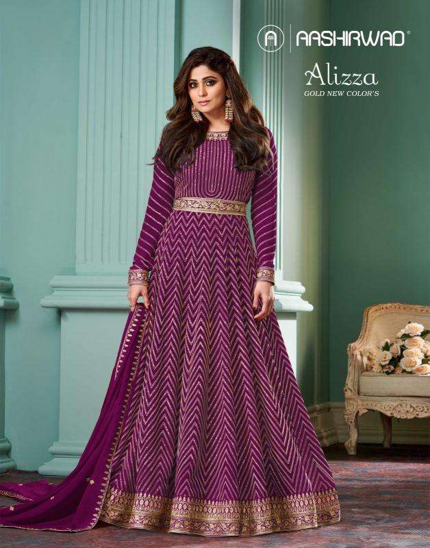 aashirwad alizza gold new colors REAL GEORGETTE wholesale salwar kameez in surat