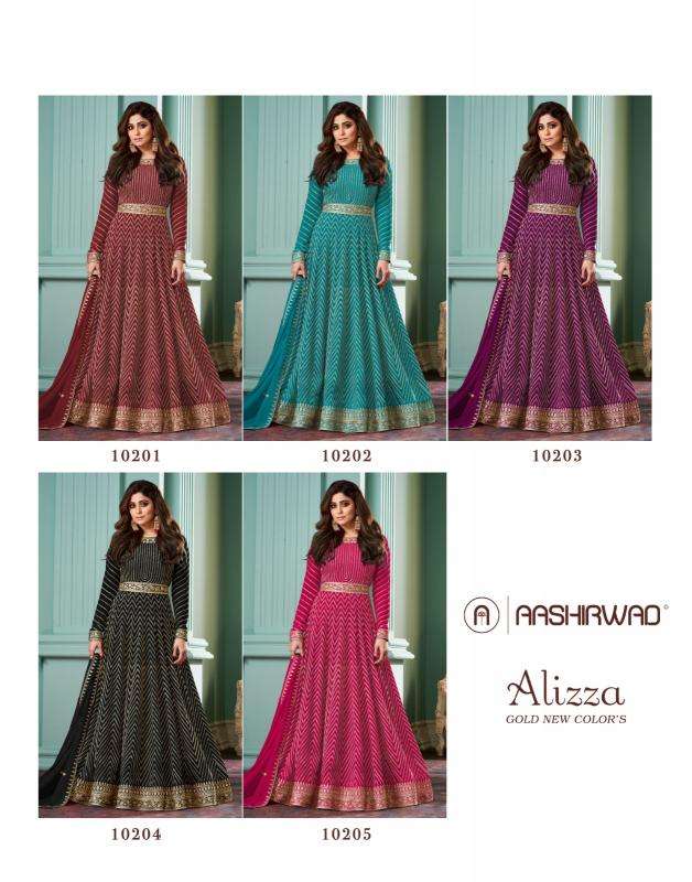 aashirwad alizza gold new colors REAL GEORGETTE wholesale salwar kameez in surat