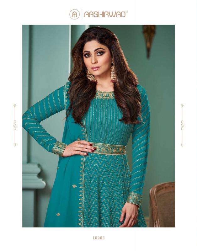 aashirwad alizza gold new colors REAL GEORGETTE wholesale salwar kameez in surat