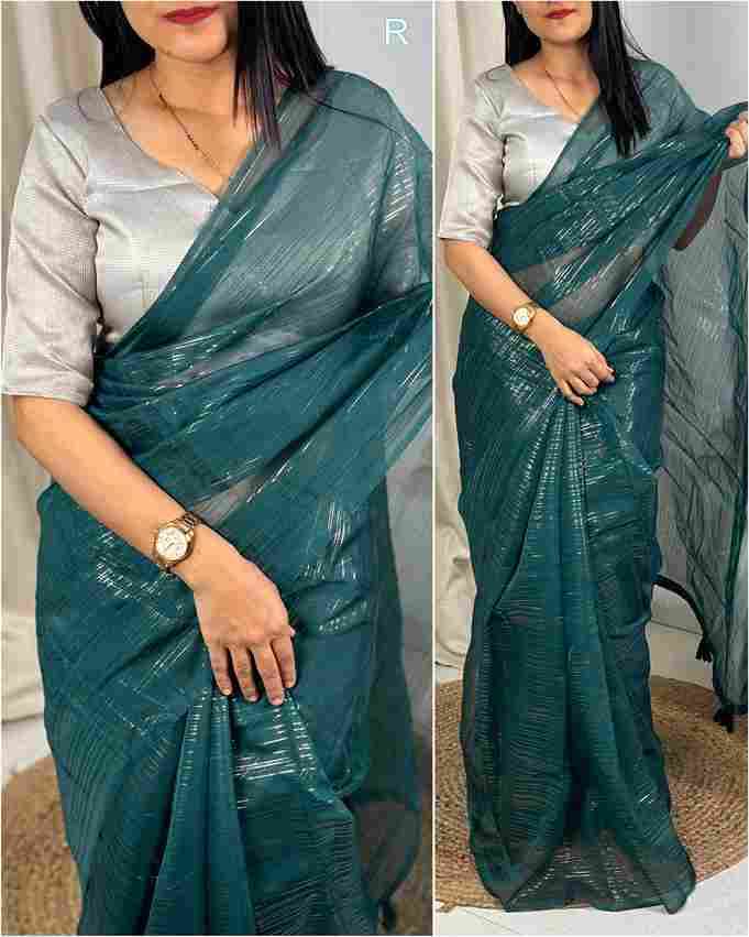 BT-56 Gloria Glass Organza Solid Color Saree with Zari Lining Wholesale in Surat