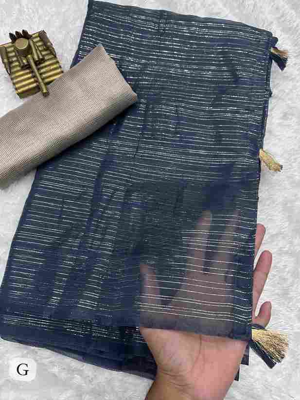 BT-56 Gloria Glass Organza Solid Color Saree with Zari Lining Wholesale in Surat