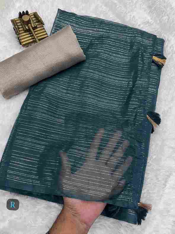 BT-56 Gloria Glass Organza Solid Color Saree with Zari Lining Wholesale in Surat