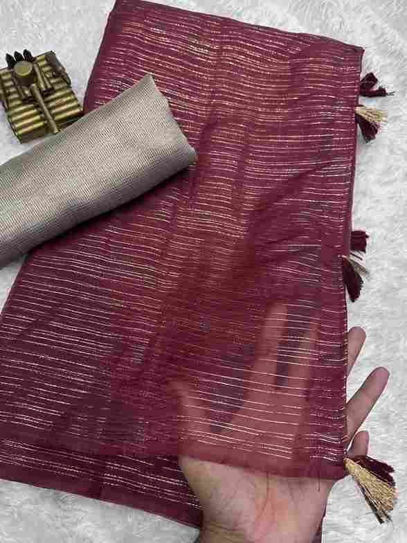 BT-56 Gloria Glass Organza Solid Color Saree with Zari Lining Wholesale in Surat