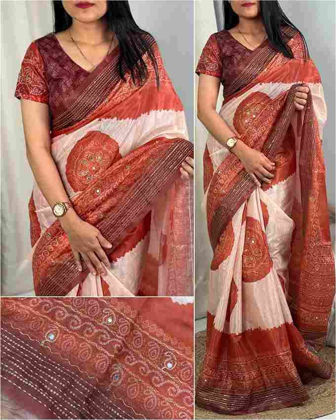 BT-56 Jhalak Rangeen Silk Digital Print with Khatha Work, Gotta Patti & Mirror Work Wholesale Sarees in Surat
