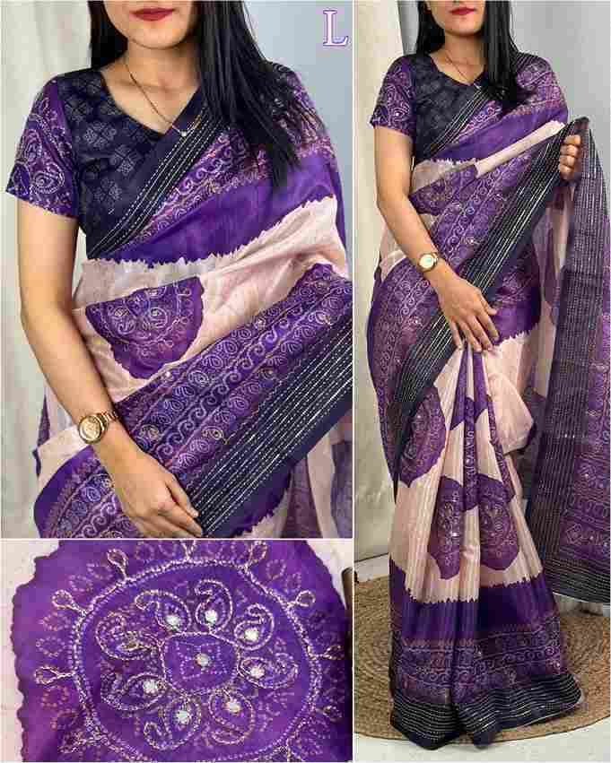BT-56 Jhalak Rangeen Silk Digital Print with Khatha Work, Gotta Patti & Mirror Work Wholesale Sarees in Surat