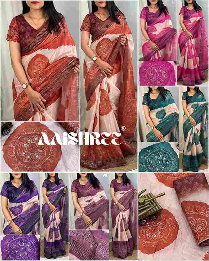 BT-56 Jhalak Rangeen Silk Digital Print with Khatha Work, Gotta Patti & Mirror Work Wholesale Sarees in Surat