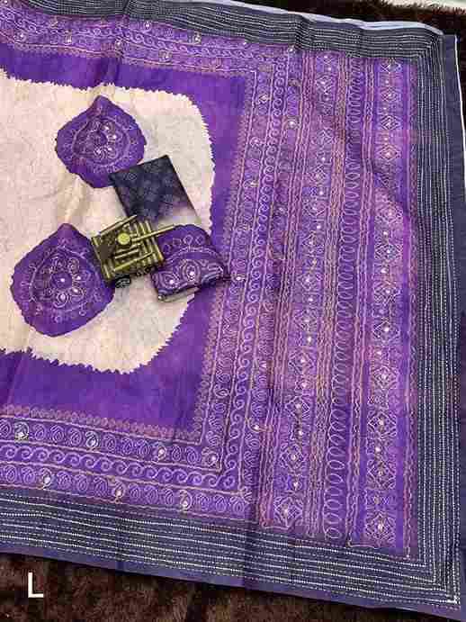 BT-56 Jhalak Rangeen Silk Digital Print with Khatha Work, Gotta Patti & Mirror Work Wholesale Sarees in Surat